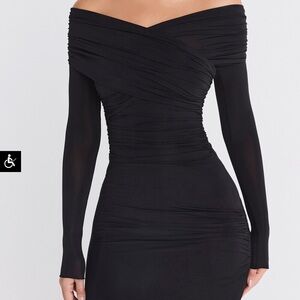 House of CB Black Off-Shoulder Bodycon Mini Dress